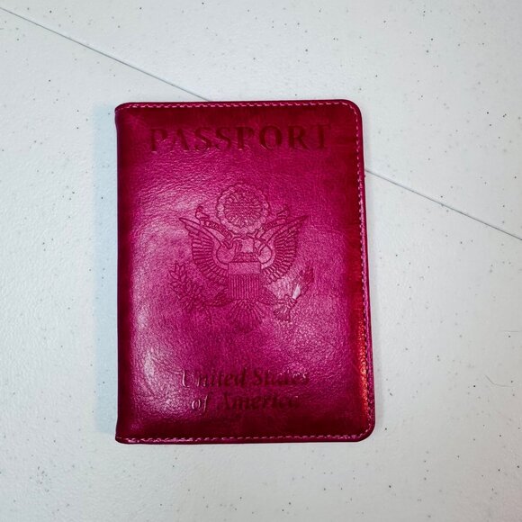 Passport Holder Cover Travel Passport Wallet Rose Red Dark Pink - Picture 5 of 7